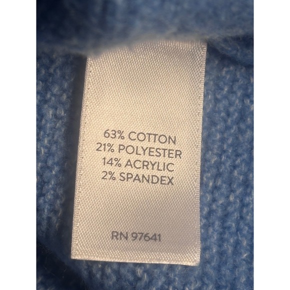 Pure Jill Pale Blue Button Neck Knit Sweater Petite L Cozy Casual Comfort Top - Picture 9 of 12